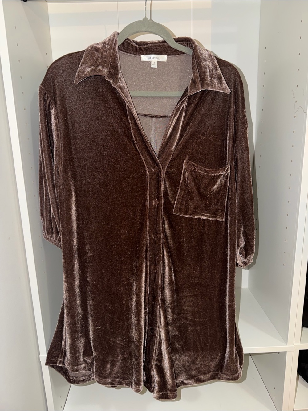 Joie Brown Velvet Button-Down dress